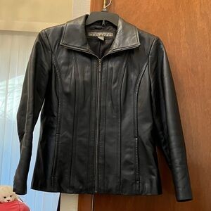 Kenneth Cole Reaction Women's Black Leather Zip-Front Jacket